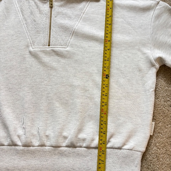 Varley Yates Half-Zip panelled neckline Sweatshirt Ivory Marl Size Small NWOT - Picture 15 of 16